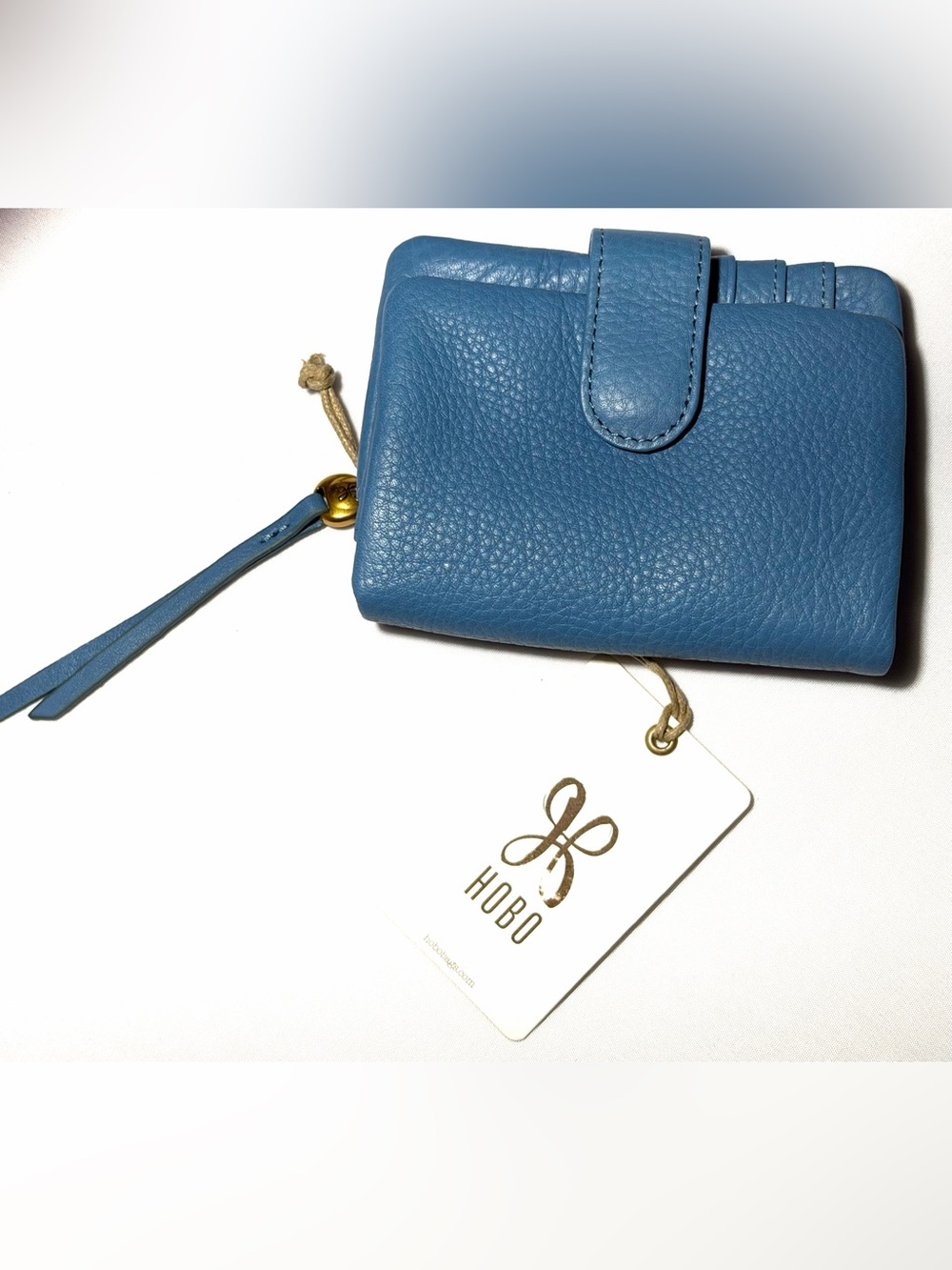 **HOBO**Dusty Blue Pebbled Leather Bifold Wallet - NWT